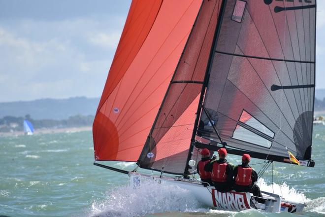 Paul Burnell at the helm of UKJ boat Marvel at the Cowes Week SB20 grand slam ©  Jane Austin